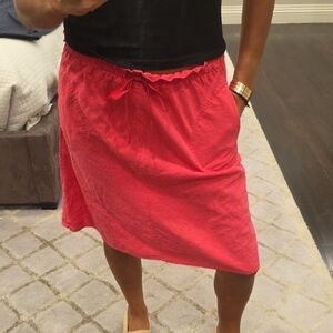 WOMEN'S H&M HOT PINK LINEN DRAWSTRING KNEE LENGTH SKIRT SZ 6 $40